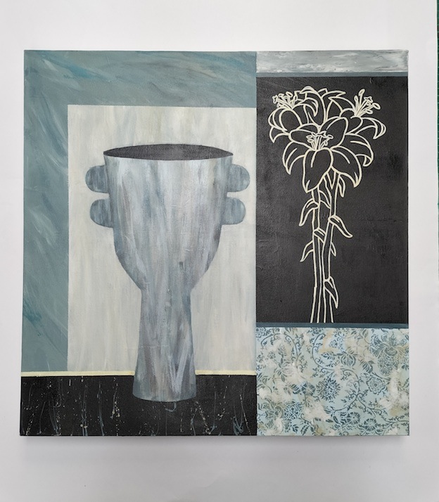 Megan Huffadine | Still lIfe with Vessel 3  blue | McAtamney Gallery and Design store  |Geraldine NZ